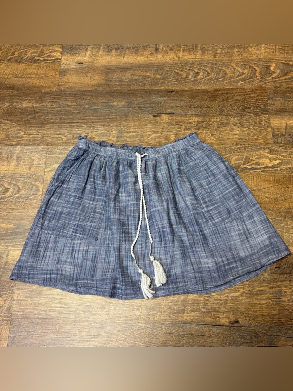 Abercrombie & Fitch Mini Skirt Blue Chambray Womens Medium Lined Elastic Waist